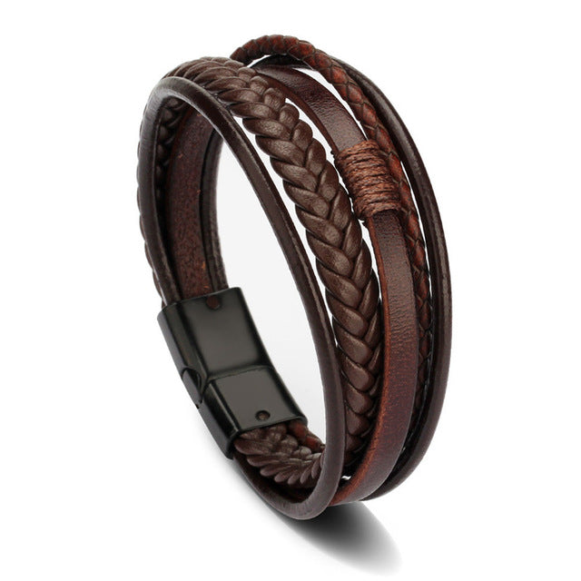 leather Magnetic-Clasp Bracelet - Shopeasywear