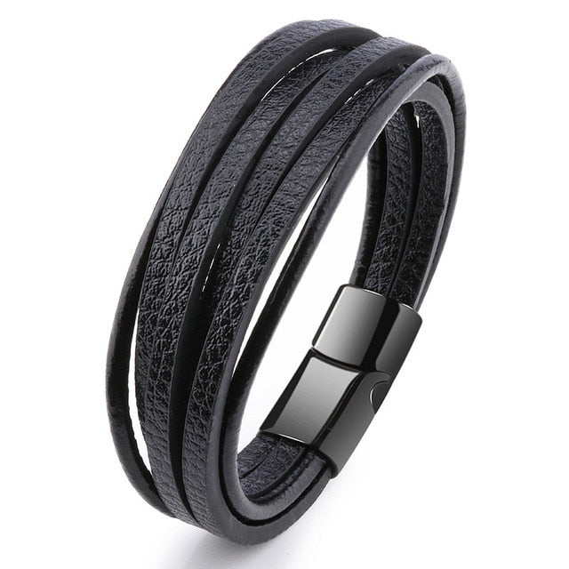 leather Magnetic-Clasp Bracelet - Shopeasywear