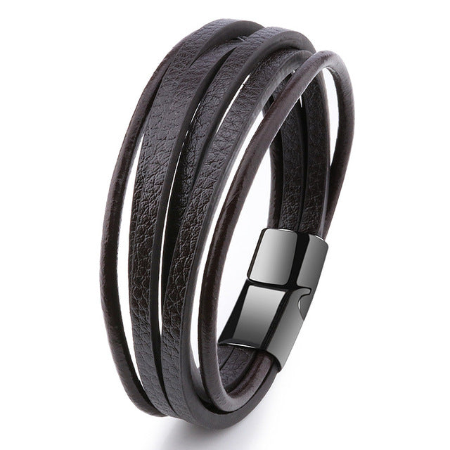 leather Magnetic-Clasp Bracelet - Shopeasywear