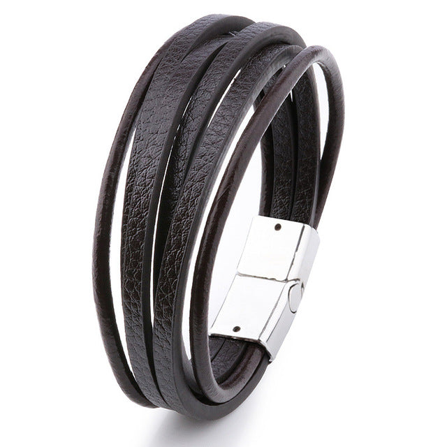 leather Magnetic-Clasp Bracelet - Shopeasywear