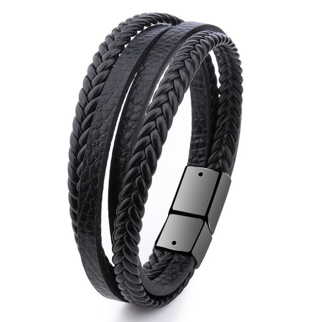 leather Magnetic-Clasp Bracelet - Shopeasywear