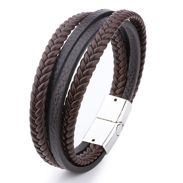 leather Magnetic-Clasp Bracelet - Shopeasywear