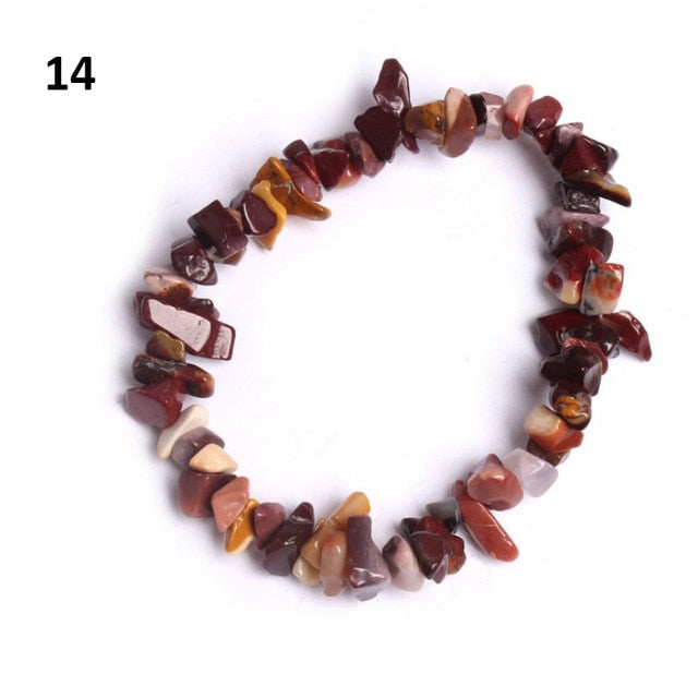 Natural Pink Quartz Crystal Stone Chip Beads Bracelet Stretch Beaded Bracelets for Women Men Unisex Jewelry - Shopeasywear