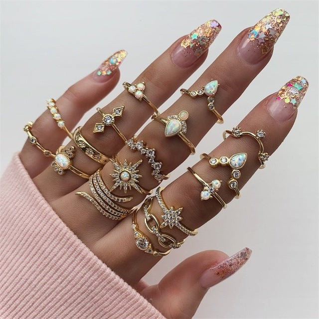 15 Pcs/set Ring Set For  Women - Jeglow store