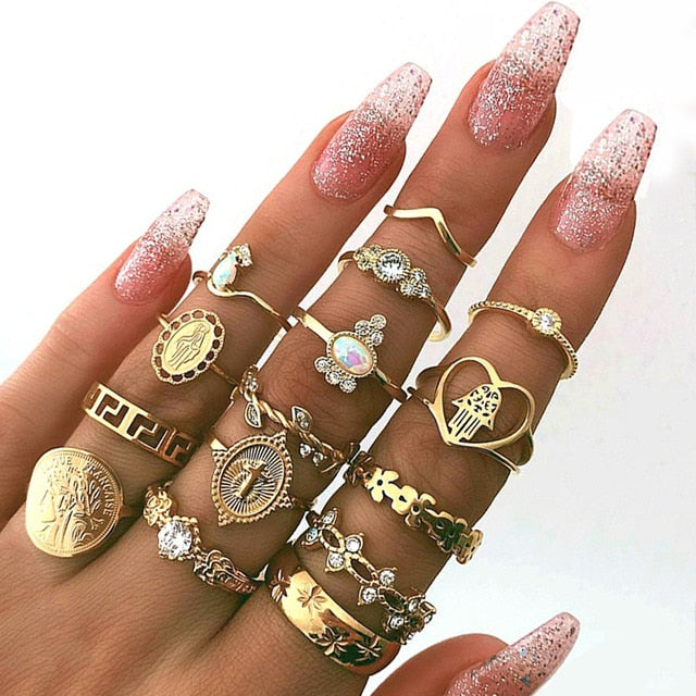 15 Pcs/set Ring Set For  Women - Jeglow store