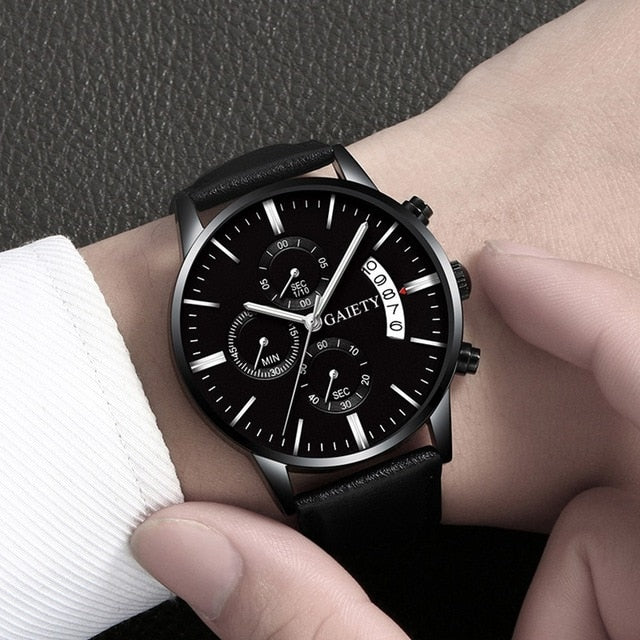 2019 relogio masculino watches men Fashion Sport Stainless Steel Case Leather Band watch Quartz Business Wristwatch reloj hombre - Shopeasywear