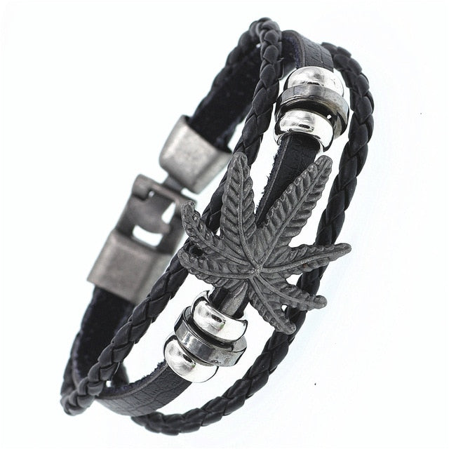 Pulsera de cuero DGW Lucky Vintage para hombre, para jugar a las cartas, colgante de Raja Vegas, pulsera trenzada multicapa para mujer, Dropshipping - Shopeasywear