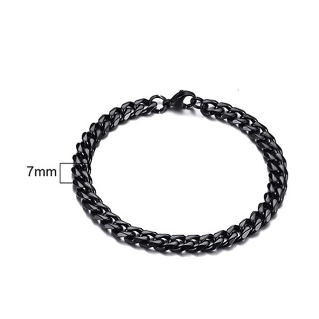 Men's Bracelet Curb Cuban Link Chain Stainless Steel Mens Womens Bracelets Bangle Gold Tone No Fade 3mm to 11mm - Shopeasywear