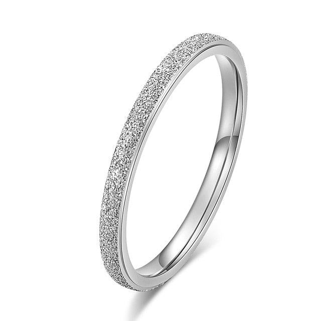 KNOCK High quality Fashion Simple Scrub Stainless Steel Women 's Rings 2 mm Width Rose Gold Color Finger  Gift For Girl Jewelry - Shopeasywear