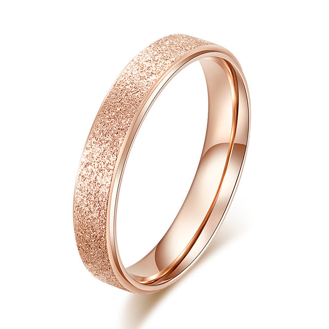KNOCK High quality Fashion Simple Scrub Stainless Steel Women 's Rings 2 mm Width Rose Gold Color Finger  Gift For Girl Jewelry - Shopeasywear