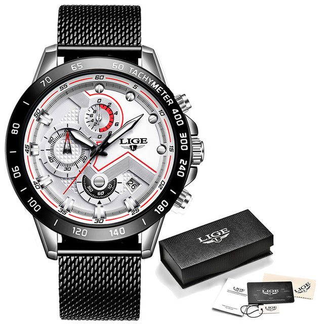 LIGE Fashion Mens Watches Top Brand Luxury WristWatch Quartz Clock Blue Watch Men Waterproof Sport Chronograph Relogio Masculino - Shopeasywear
