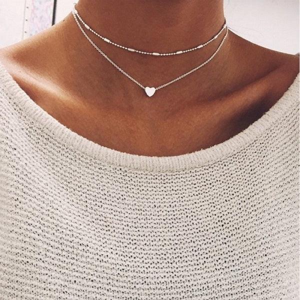 Moon Star Crystal Heart Necklace for Women - Shopeasywear