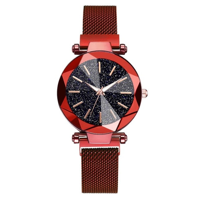 Luxury Starry Sky Stainless Steel Mesh Bracelet Watches For Women Crystal Analog Quartz Wristwatches Ladies Sports Dress Clock - Shopeasywear