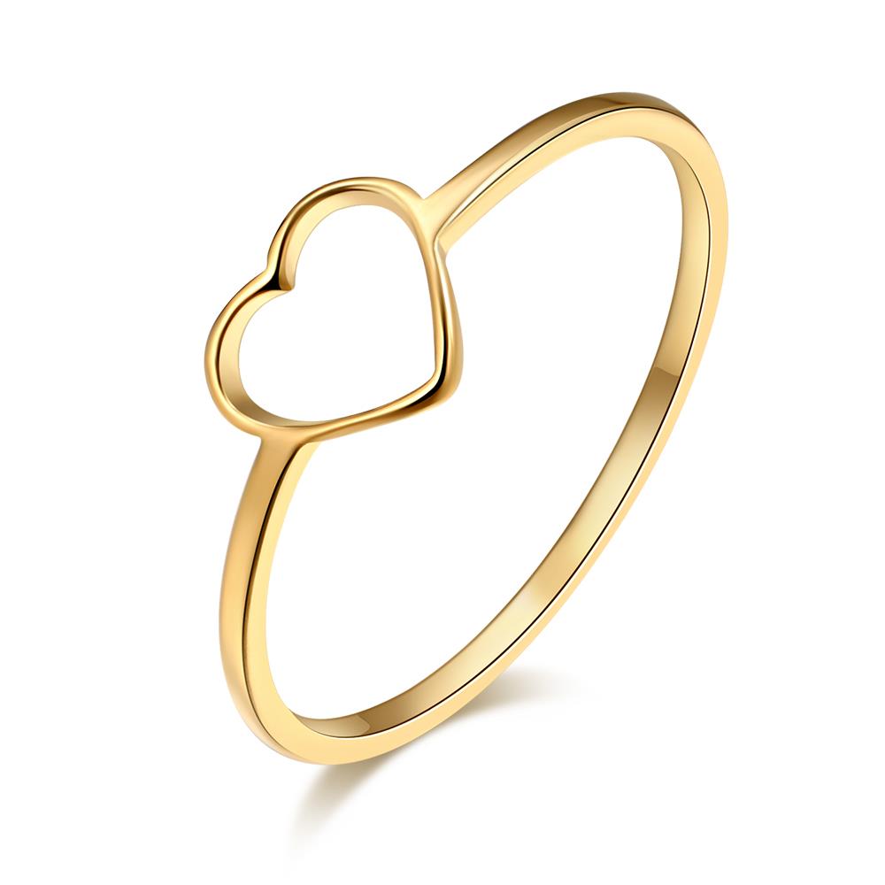CACANA Stainless Steel Luckyoverflow Best Friend New Fashion Gold Color Heart Shaped Wedding Rings for Woman Jewelry Gift R411 - Shopeasywear