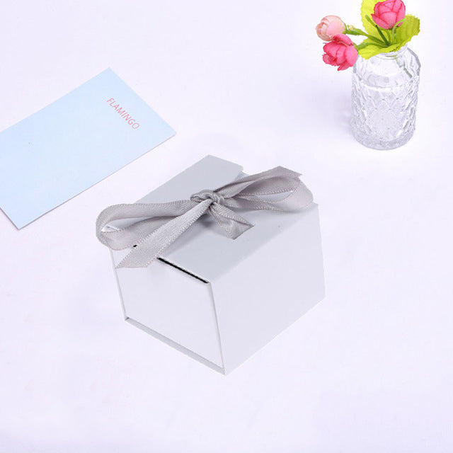 New Chic  Jewelry Box Paper Gray White Color Ribbon Bowknot Displays Box For Gifts Present Ring Earring Jewelry Packing Display - Shopeasywear