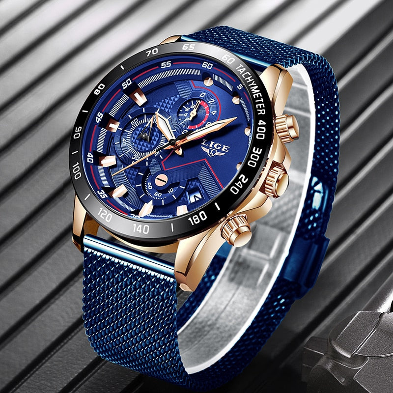 Blue Casual Gold Watch - Shopeasywear