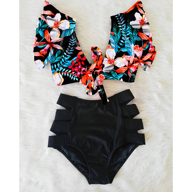 2020 New Double Shoulder Ruffle Bikini Set