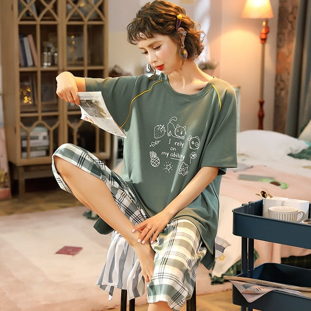 Summer Women's Pajama Set | Plus Size - Jeglowstore