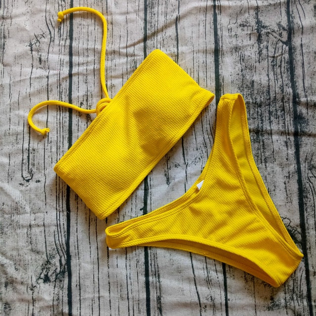Solid Bikini Brazilian Swimsuit For Women
