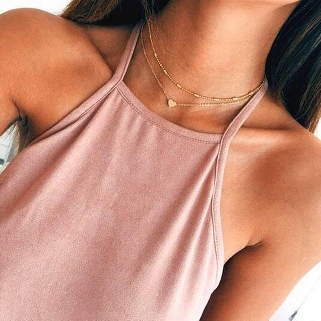 Crystal Heart Choker Necklace For Women