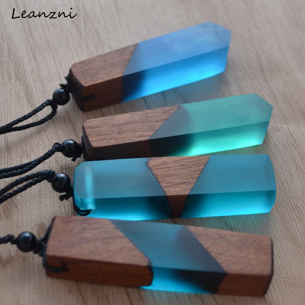 Vintage men & woman fashionable wood pendant necklace, woven rope