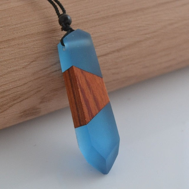 Vintage men & woman fashionable wood pendant necklace, woven rope