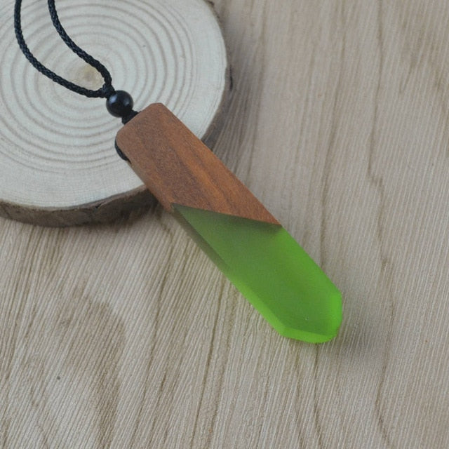 Vintage men & woman fashionable wood pendant necklace, woven rope