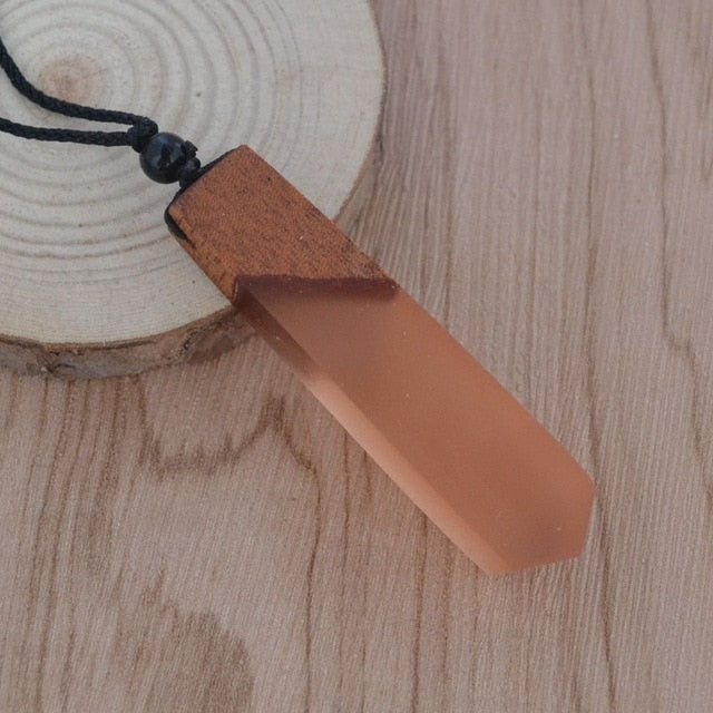 Vintage men & woman fashionable wood pendant necklace, woven rope