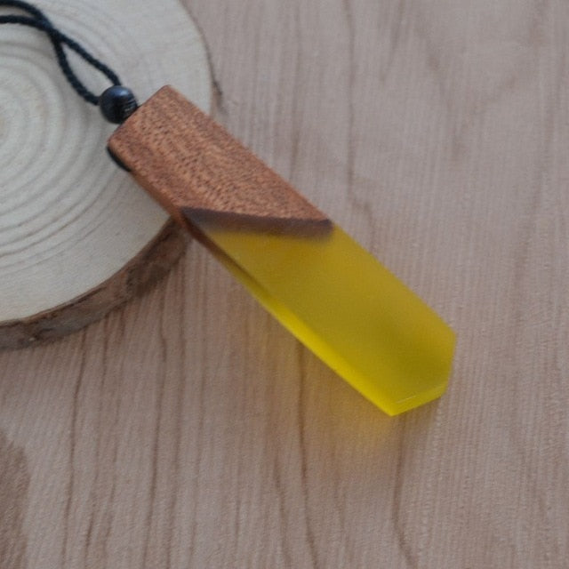 Vintage men & woman fashionable wood pendant necklace, woven rope
