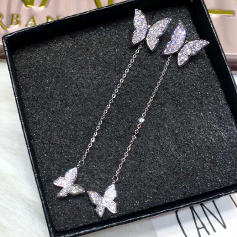 XIYANIKE 925 Sterling Silver Butterfly Crystal Earrings For Women Dazzling Micro CZ Zircon Earring Christmas Gift Bijoux Schmuck - Shopeasywear