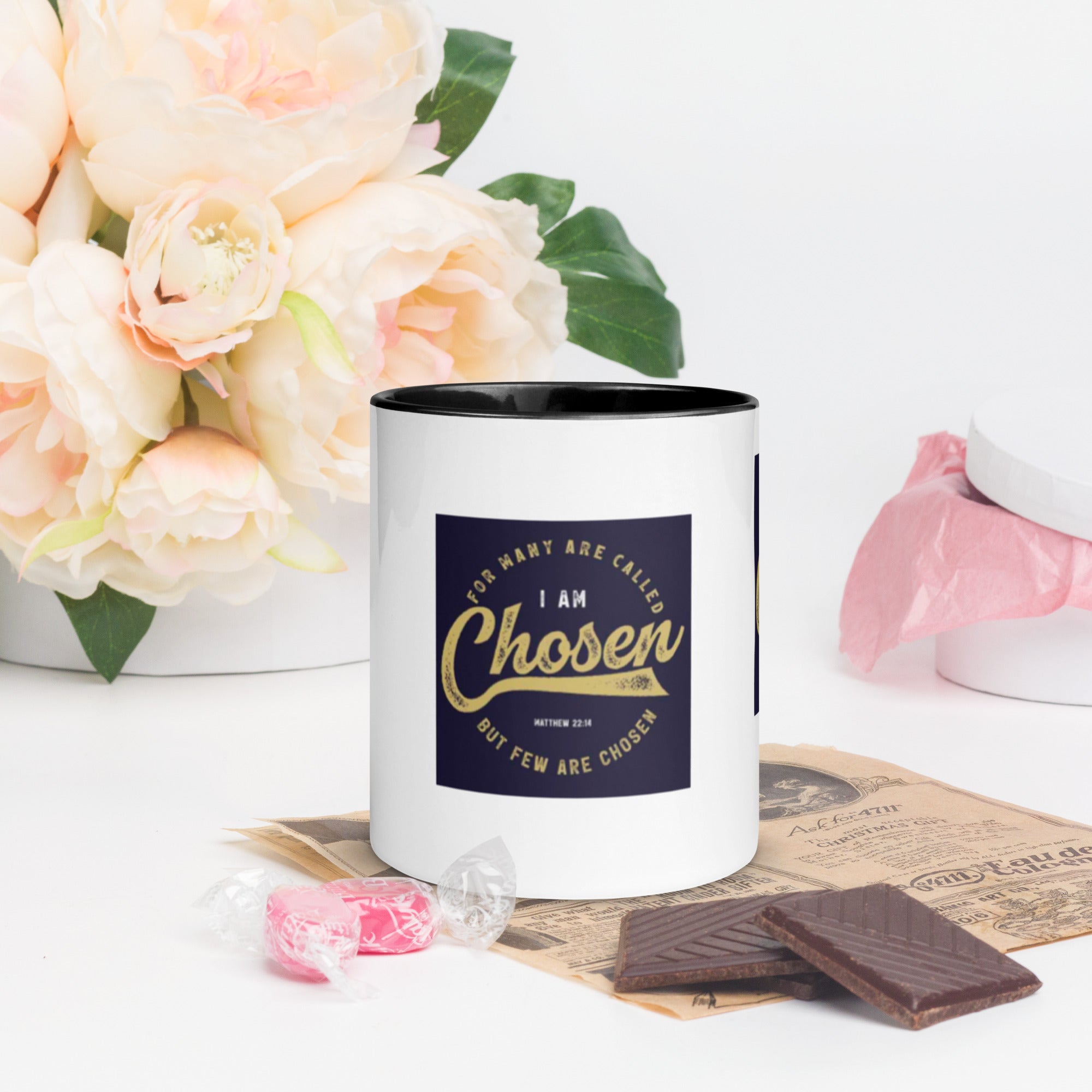 Custom Religious Coffee Mug with Color yellow gold  Inside