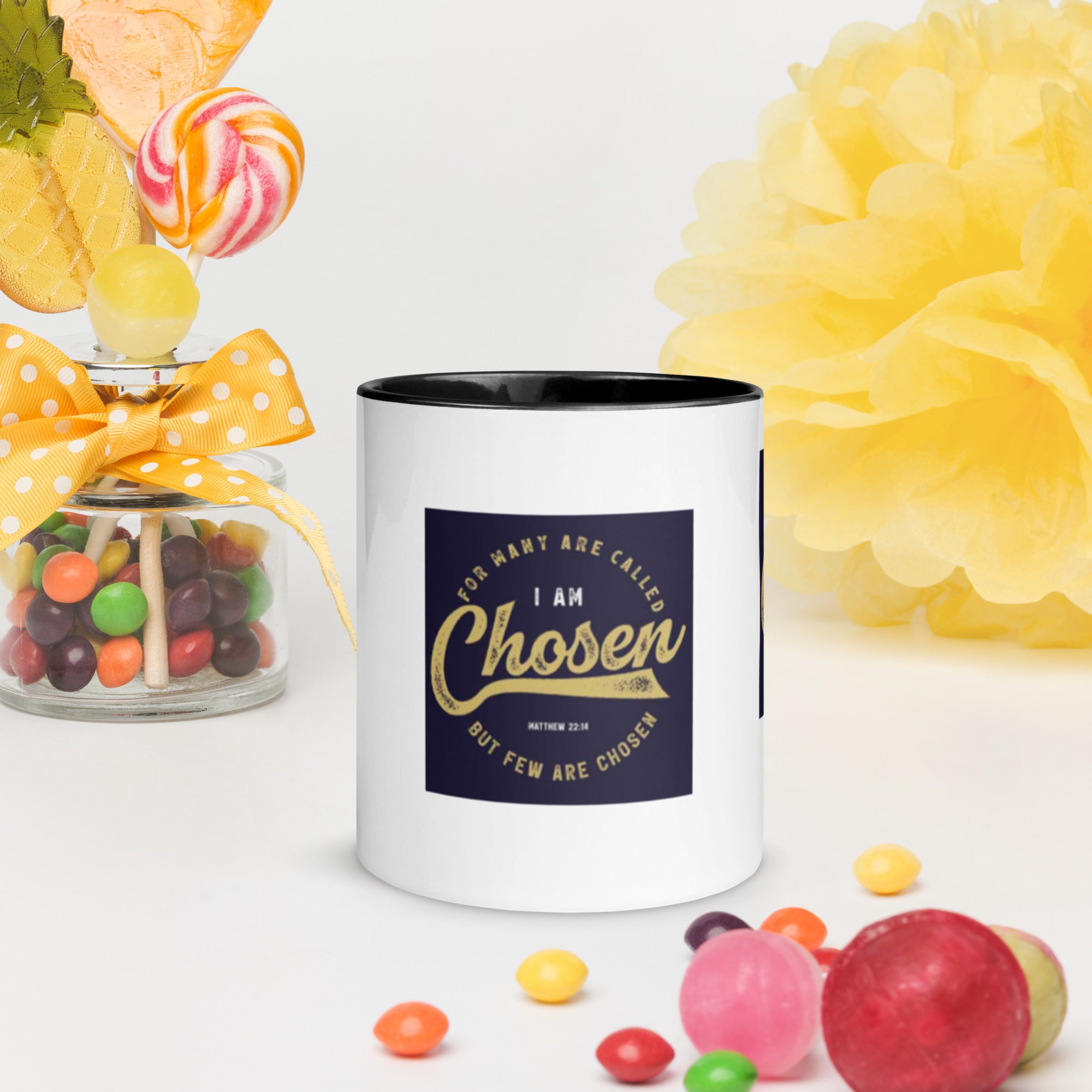 Custom Religious Coffee Mug with Color yellow gold  Inside