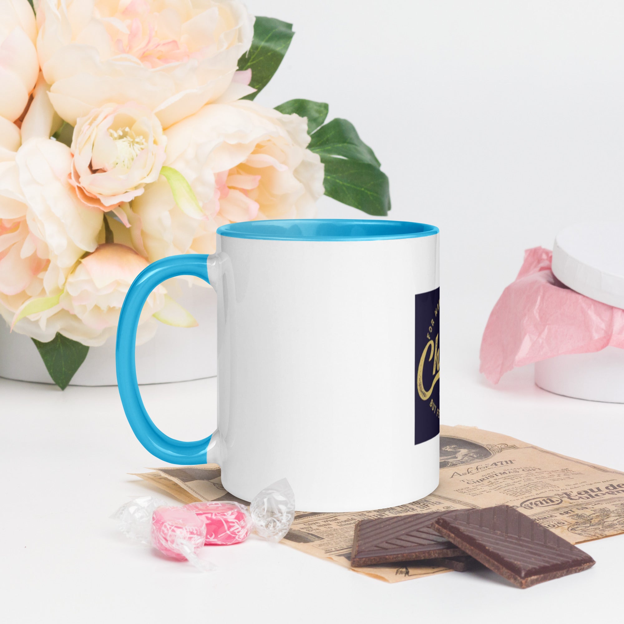 Custom Religious Coffee Mug with Color yellow gold  Inside