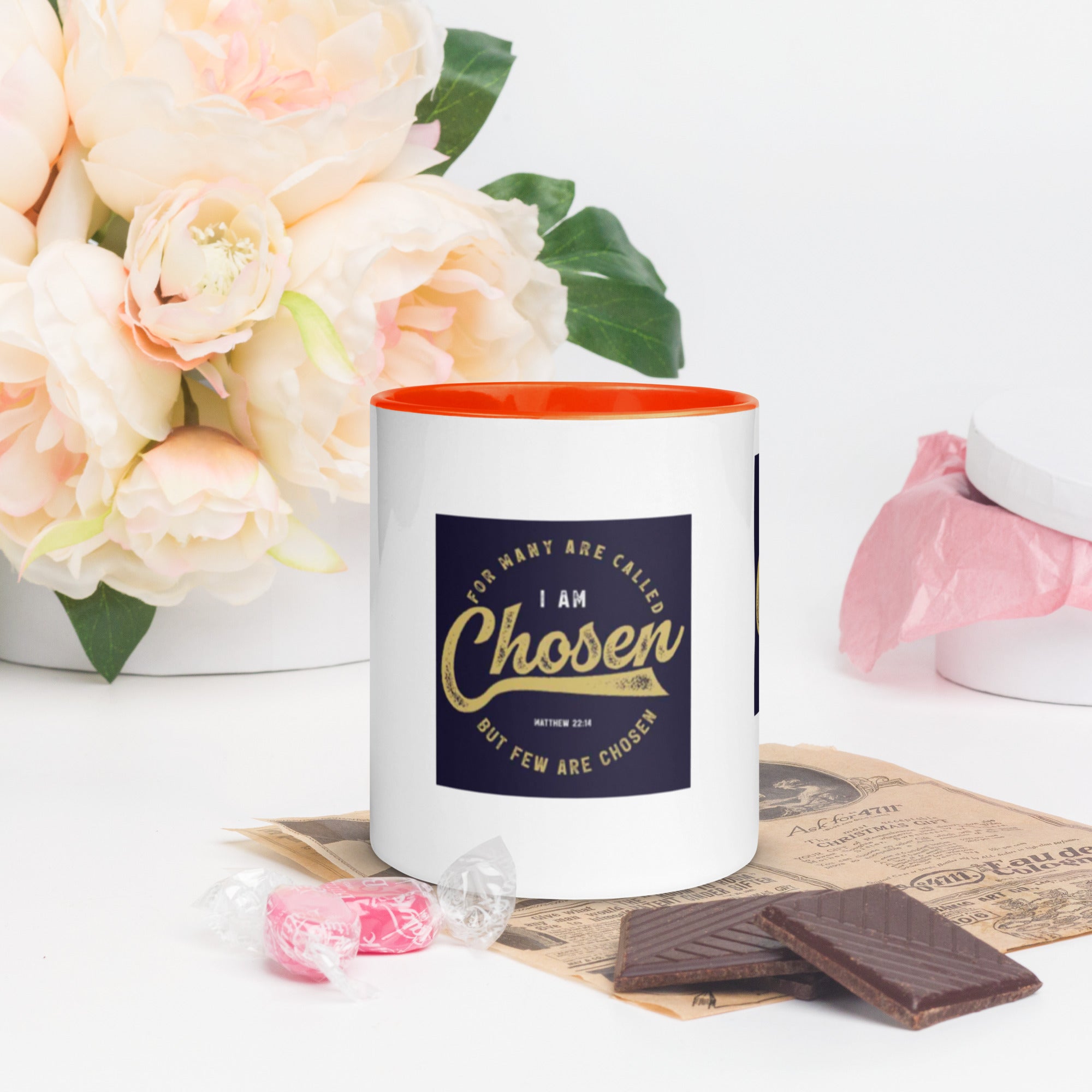 Custom Religious Coffee Mug with Color yellow gold  Inside