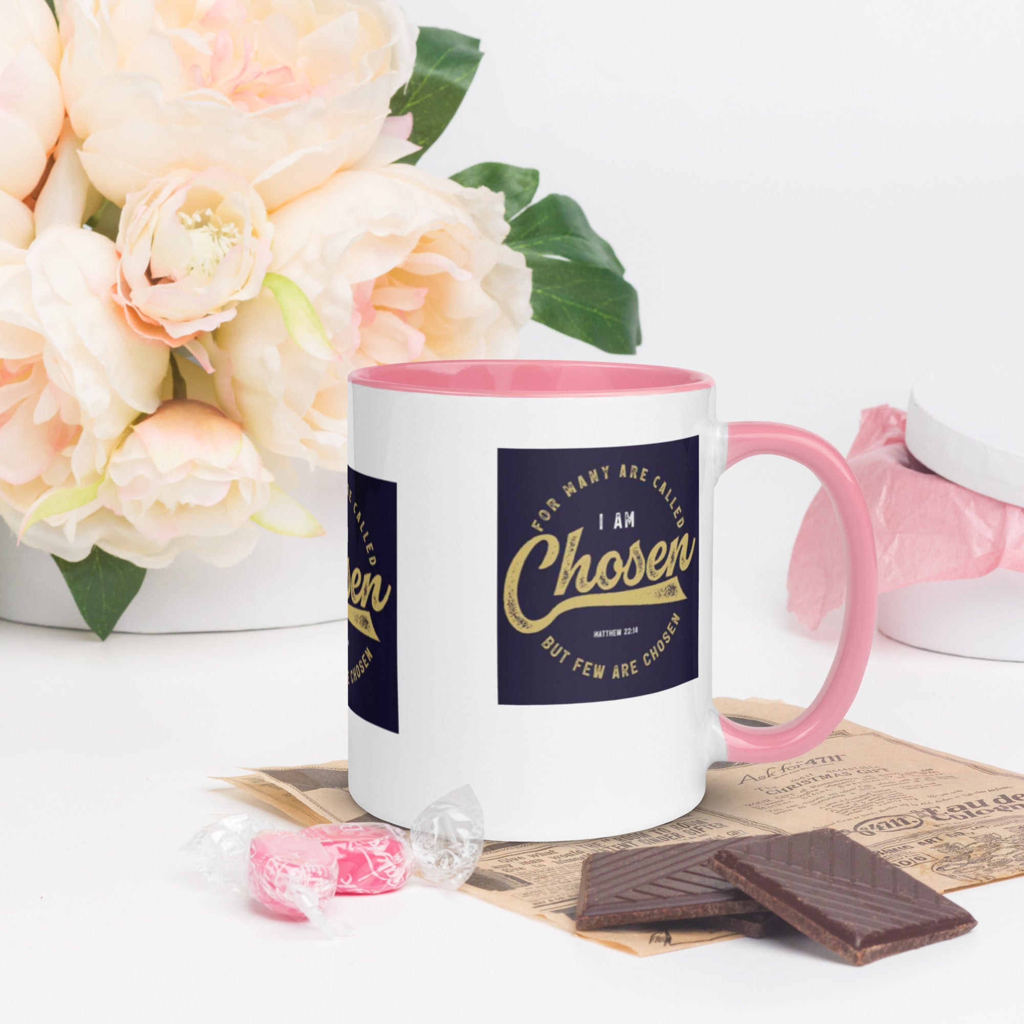 Custom Religious Coffee Mug with Color yellow gold  Inside