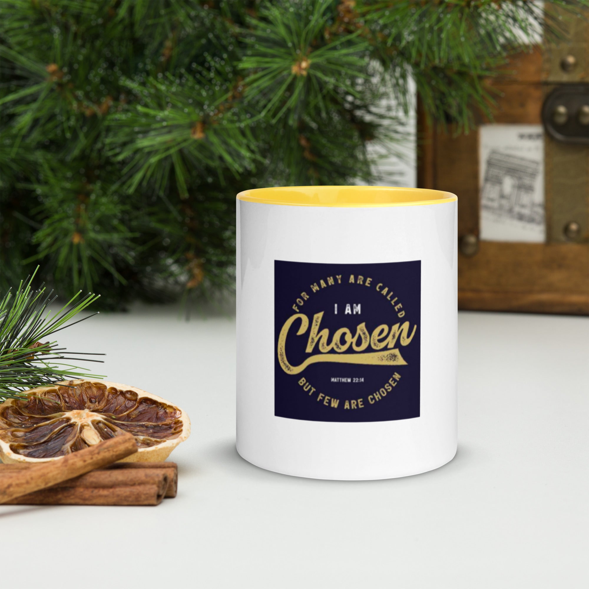 Custom Religious Coffee Mug with Color yellow gold  Inside