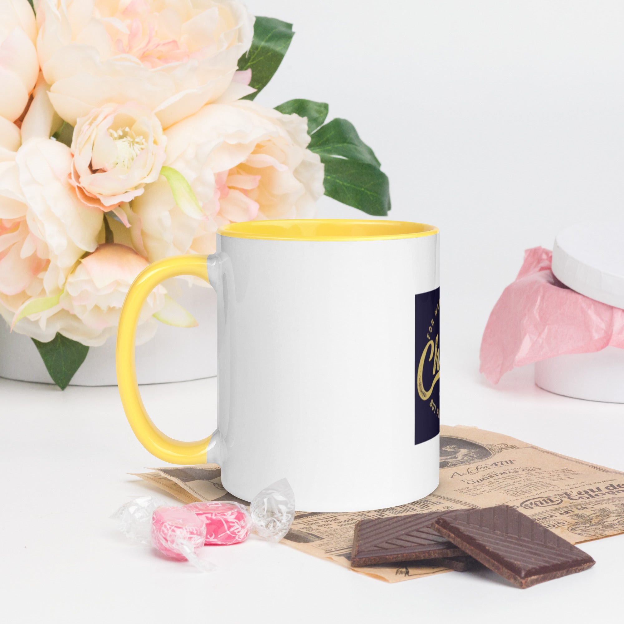 Custom Religious Coffee Mug with Color yellow gold  Inside