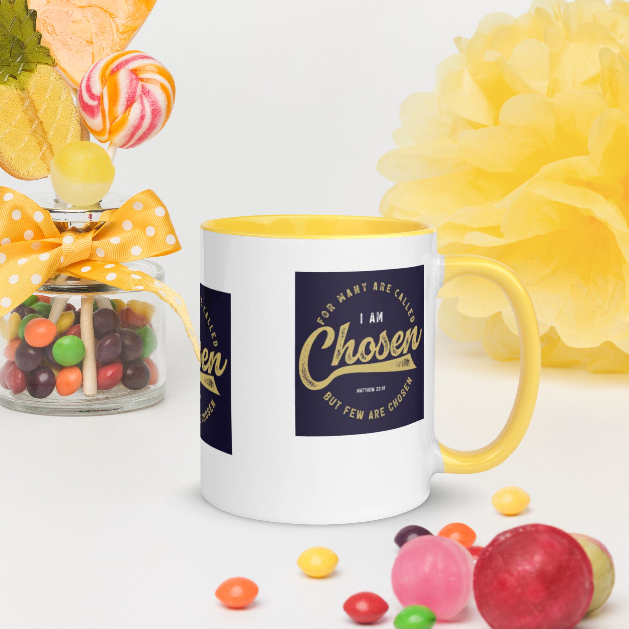 Custom Religious Coffee Mug with Color yellow gold  Inside