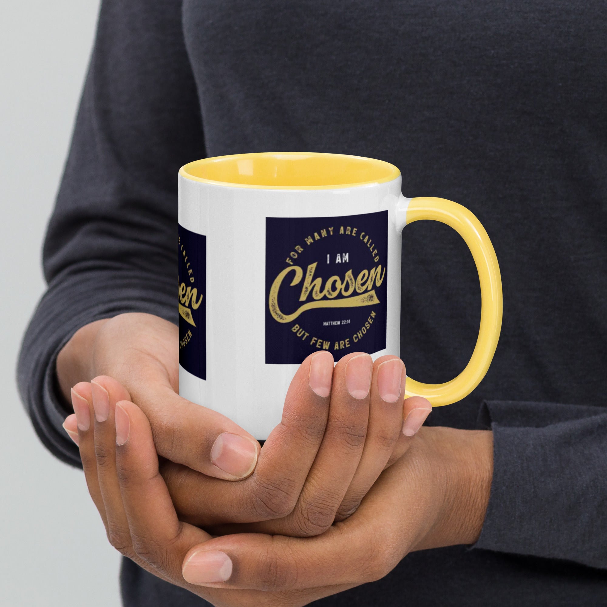 Custom Religious Coffee Mug with Color yellow gold  Inside