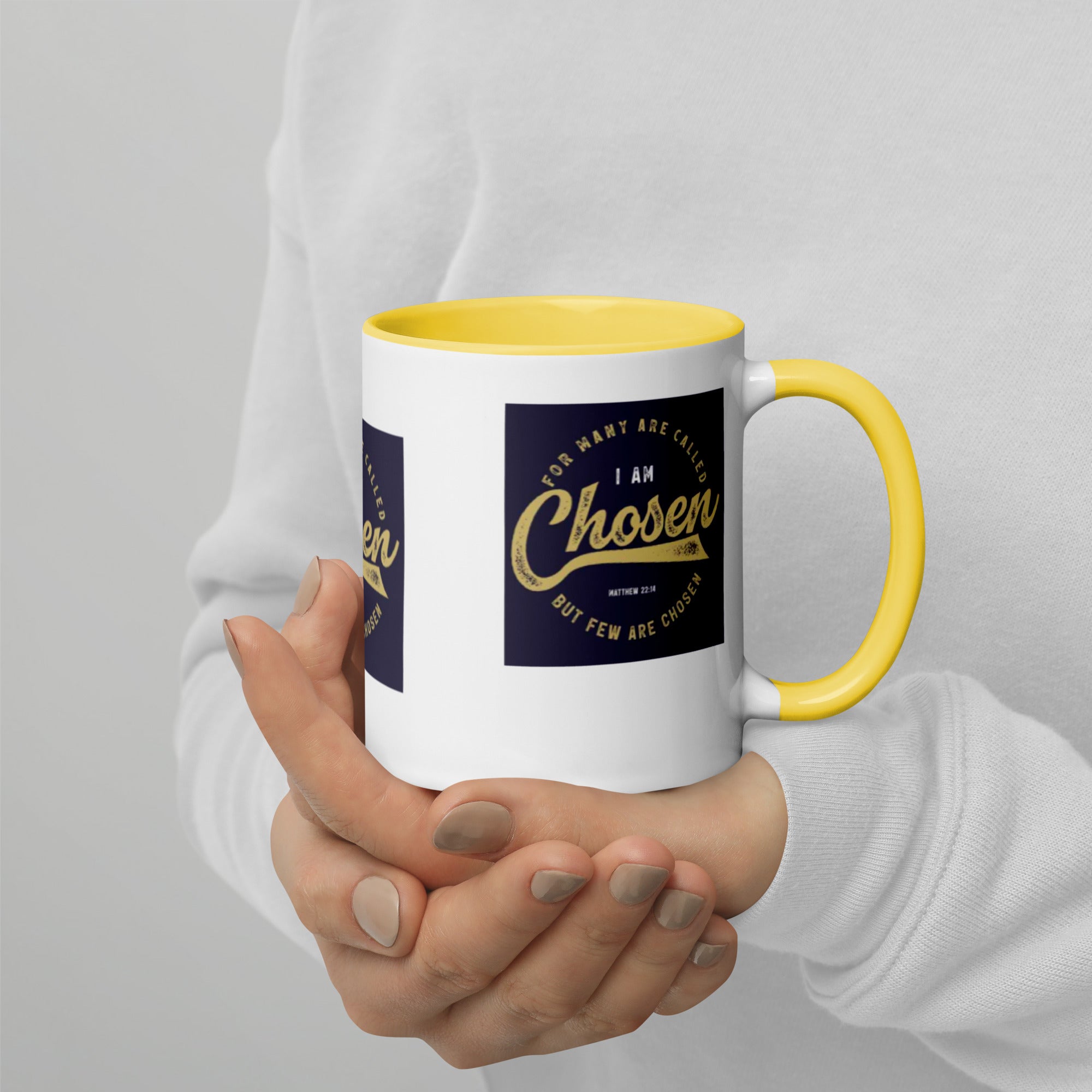 Custom Religious Coffee Mug with Color yellow gold  Inside